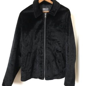 ASOS Faux Fur Black Zip Up Collared Jacket